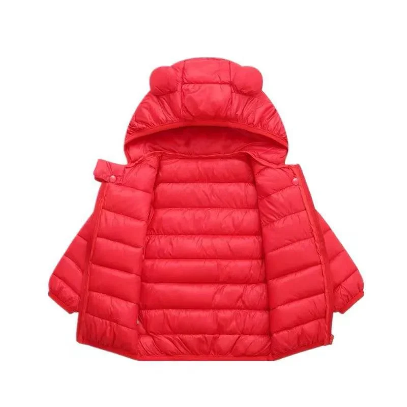 Children Padded Outerwear New Kids Warm Down Coat Boys Girls Solid Jacket Lightweight Overcoat Toddler Hooded Cotton Clothes