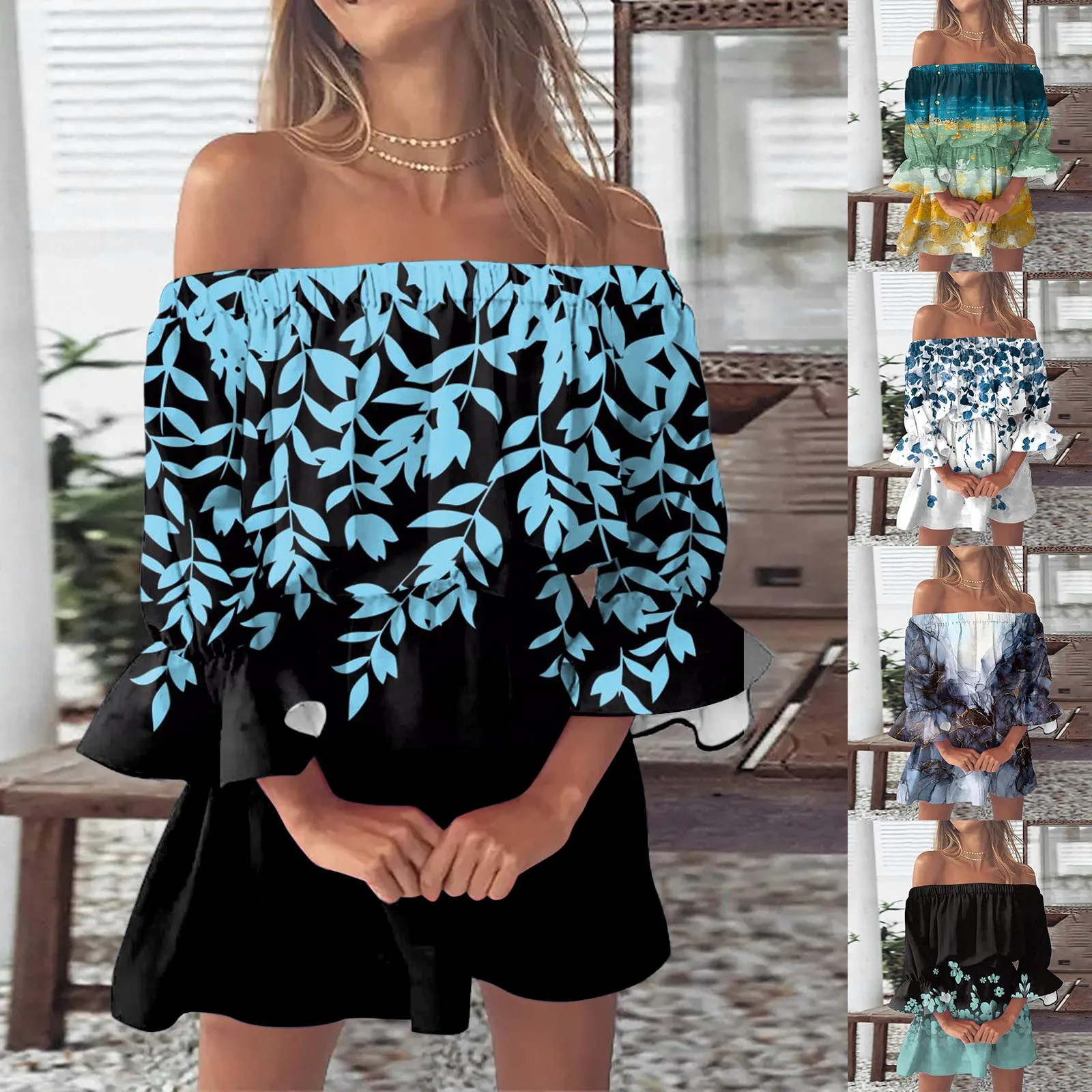 

Summer Dresses For Women Vintage Print Beach Sexy Off Casual Dresses Knee Length for Women Casual Dresses for Women