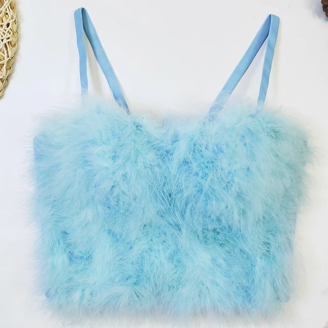 Faux Fur Solid Pink Sexy Crop Top To Wear Out Autumn Corset Women Feather  Camisole Push Up Bustier Bra Female Tank Tops Y1485 - Tanks & Camis -  AliExpress