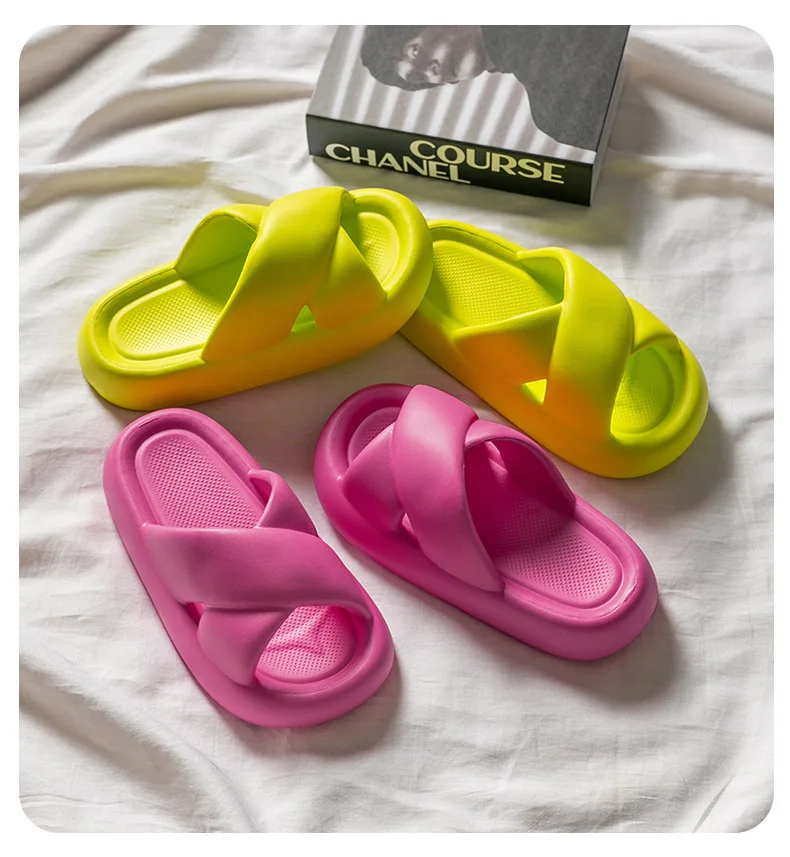 Comwarm Neue Damen-Plateau-Hausschuhe, 2025, Sommer-Hausschuhe, Crossover-Gürtel-Design, dicke Sohle, Hausschuhe, rutschfeste Strandsandalen – Detail 20
