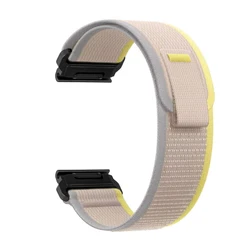 Elastic Woven Nylon Loop Strap - Adjustable Multi - Size Fitness Watch Band - 20mm Fenix 5s 6s 7s (Yellow - white)