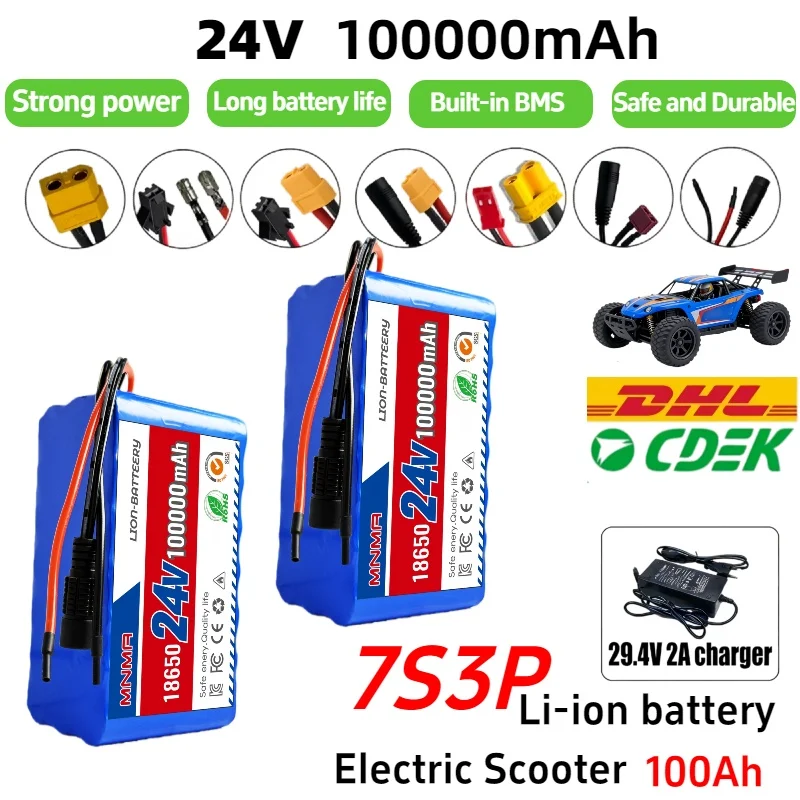 7S3P 24V 100Ah 18650 Li-ion Rechargeable Battery Pack for Electric Wheelchair Sc