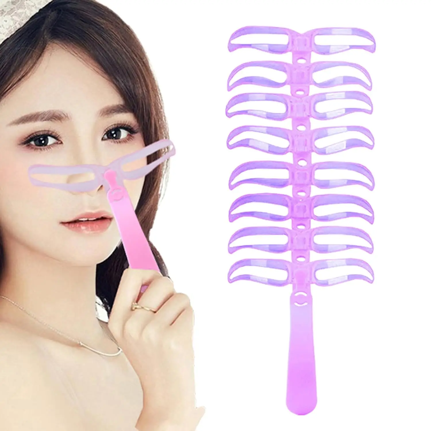 Augenbrauen-Schablone, 8-teiliges Schablonen-Set für perfekte Brauen, waschbare tragbare Vorlagen für Frauen, Bühnen, Make-up, Reisen, Party – Detail 1