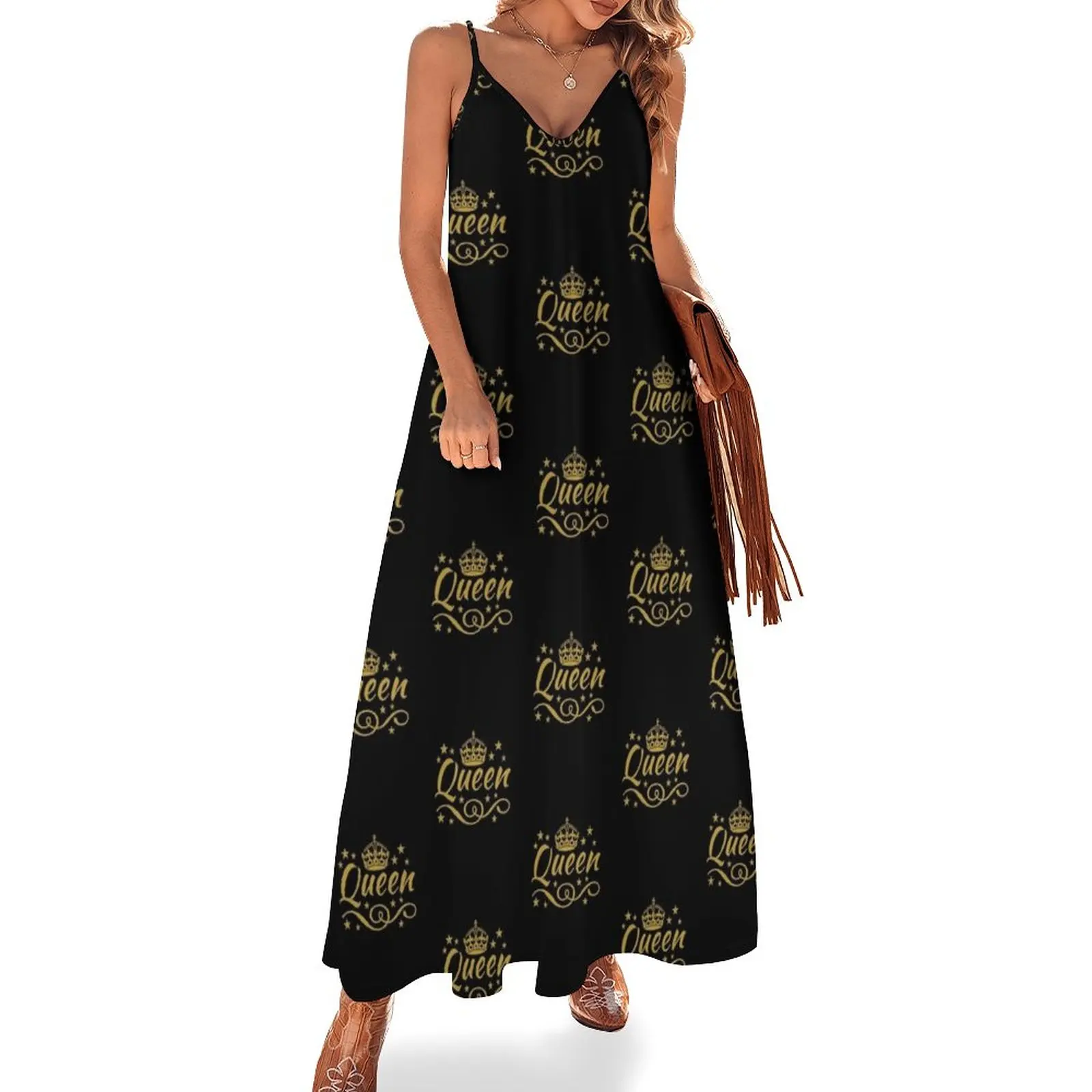 

Queen with Crown Sleeveless Dress beach dress sensual sexy dress for women chic and elegant woman Bride dresses