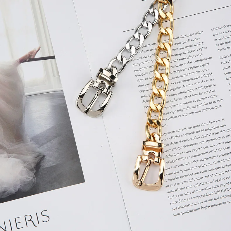 New Fashion Gold / Silver Hundred Match Decorative Metal Belt Fashion Simple Designer Woman Chain Belt Skirt Belt