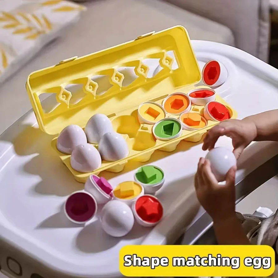 12pc Learning Educational Toy Smart Egg Toy Games Shape Matching Eggs Montessori Sorters Toys Toys For Kids Children 2 3 4 Years