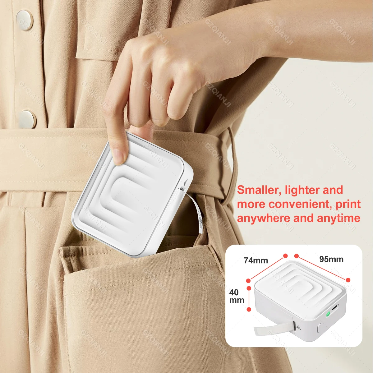 M1 Thermal Label Printer Inkless Printing Sticker Adhesive Paper Roll Wireless Bluetooth Mini Pocket Labeller Maker Storage Bag