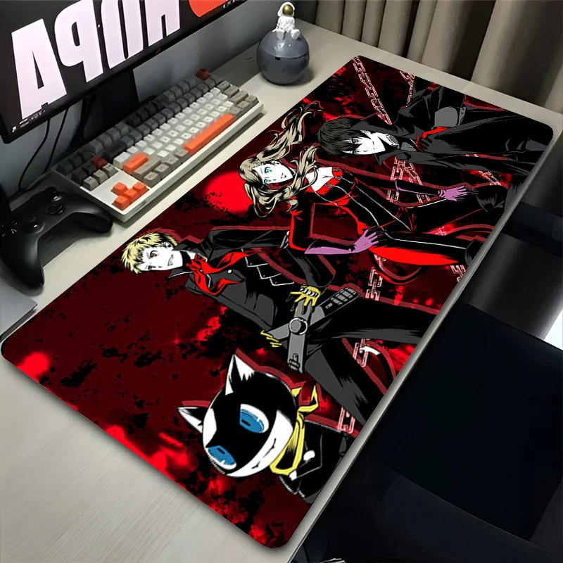 Large Cool Manga Gaming Mouse Pad Lapop Accessories P-persona 5 Mousepad PC Anime Amamiya Ren Desk Mat XXL Non Slip Keyboard Rug 6