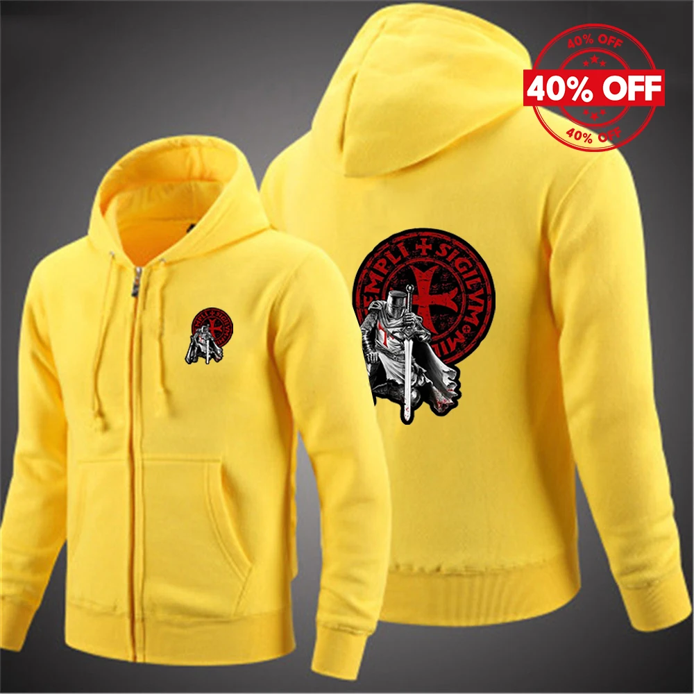 Mens Custom Hoodies Knights Templar Pattern Casual Coat