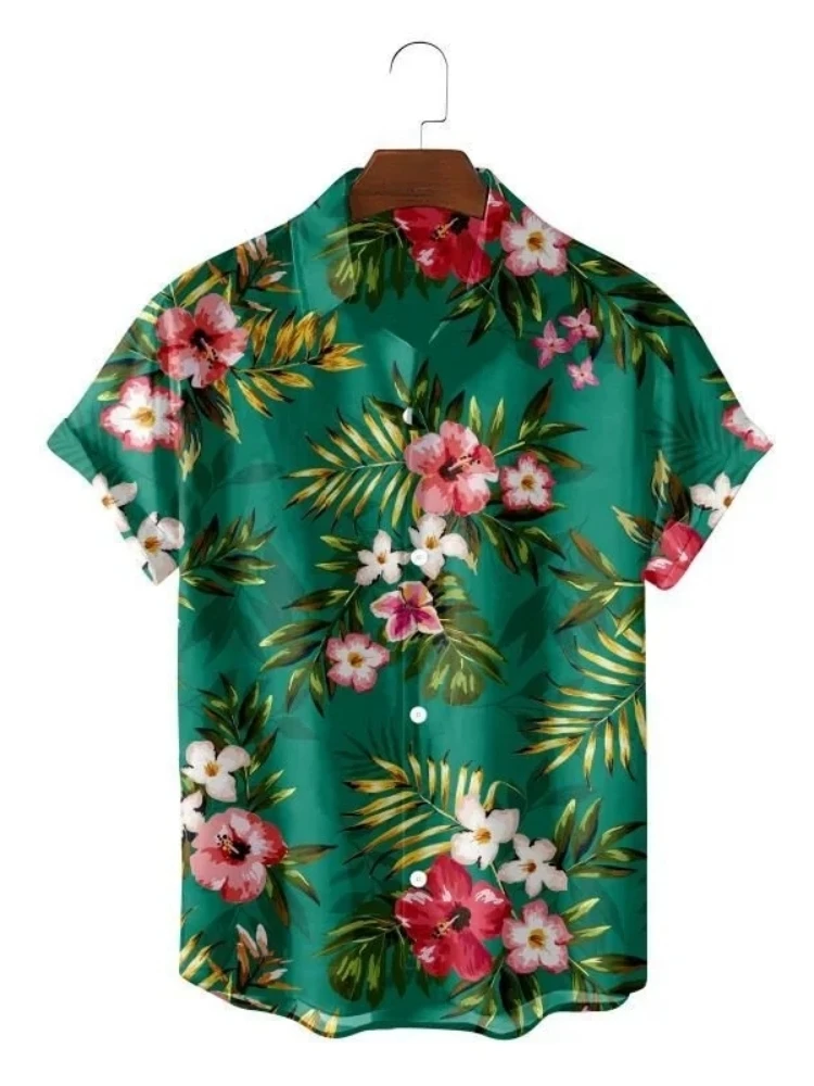 

Tropic Flower Casual Social Retro Plus Size Male Shirt For Men 3D Print Hawaiian Short Sleeves Blouse Summer Fashion Top Camisas