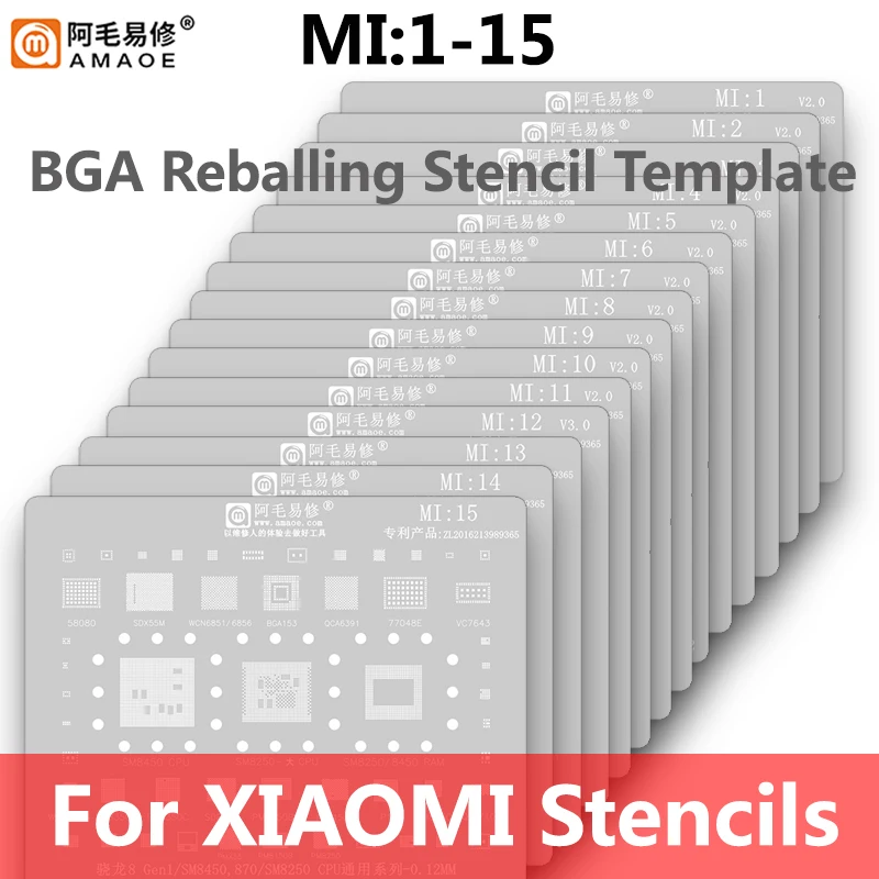 

Amaoe BGA Reballing Solder Stencil Plant Tin Net for Xiaomi 13 12/11/10 ultra Redmi K20 K30/Pro Note CPU MI 8/9/10/11 IC 0.12mm