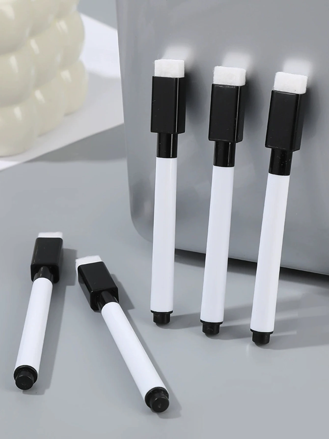 자석식 검정색 드라이 이레이저 마커(지우개 캡 포함) 화이트보드용 드라이 이레이저 마커 교실용 드라이 와이프 펜 가정 사무실 학교용