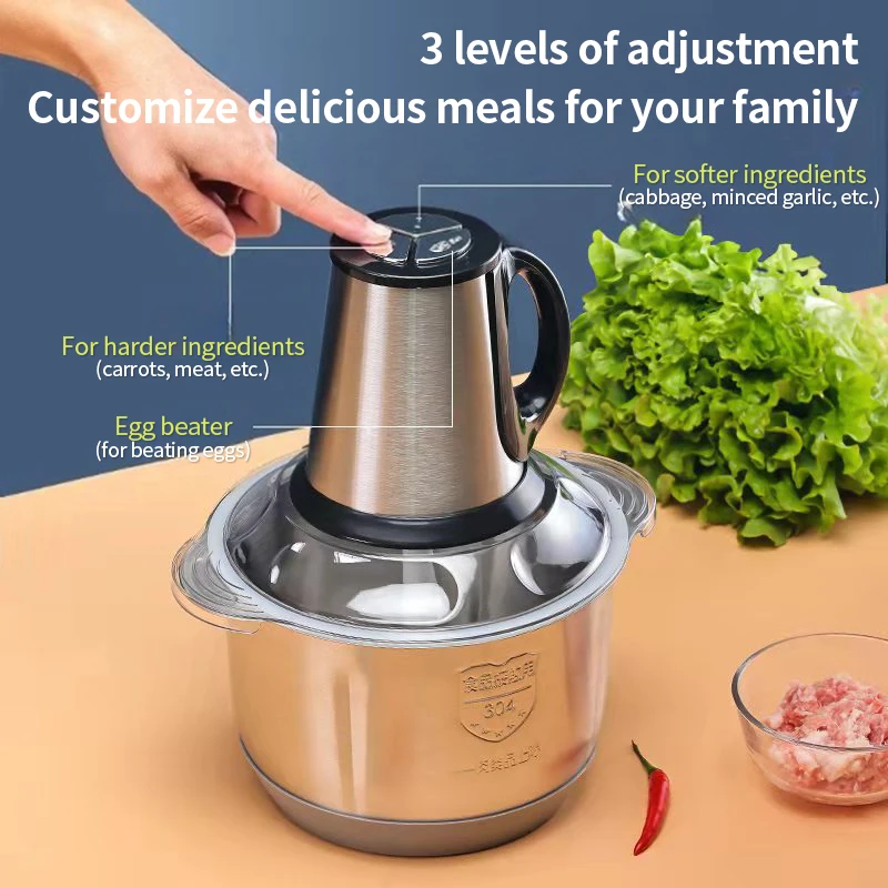 2l/3l Stainless Steel Electric Automatic Meat Grinder Household Mincer  Vegetable Garlic Slicer Food Chopper - Meat Grinders - AliExpress