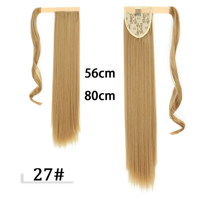 My-Diva Long Straight Heat Resistant Synthetic Ponytail Hair Extension Wrap Around  Fake Hair Clip In Brown Pony Tail 27