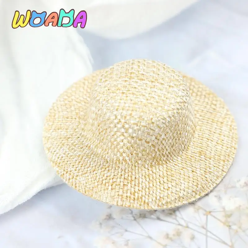 Hot 2Pcs 1/12 scale Dollhouse Miniature Straw Hat Mini Doll Hat Doll House Ornament Hand Weaved Dollhouse Accessories