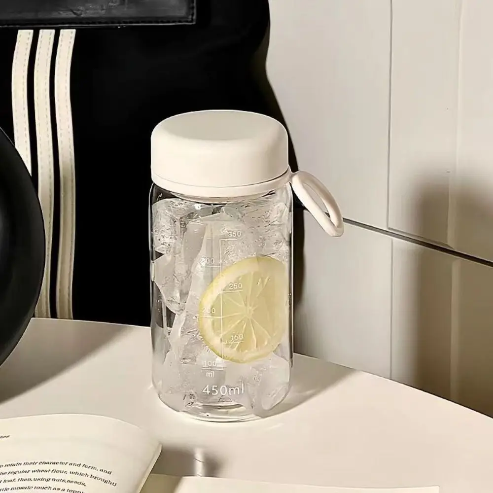 450ml Transparent Plastic Cup Lifting Rope Leakproof Milk Water Bottles Fall Prevention Transparent Drinking Water Bottle