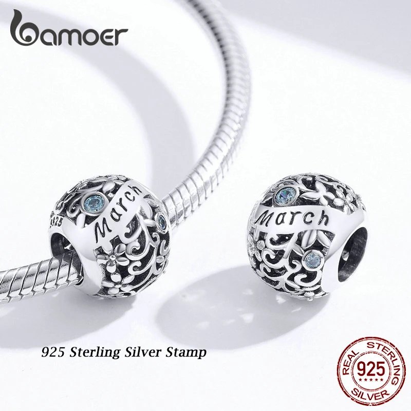 12 Zodiac Sign Charms - 925 Sterling Silver With CZ Heart, Fits European Bracelets (Cancer Shown)