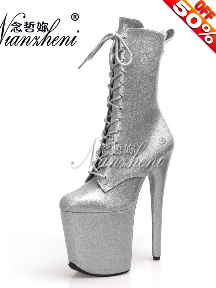 

Exotic 8Inches Crossdress Sexy Fetish Womens Gothic Pole Dance Shoes Nightclub Platform 20cm Ankle Boots Lace Up Stripper Heels