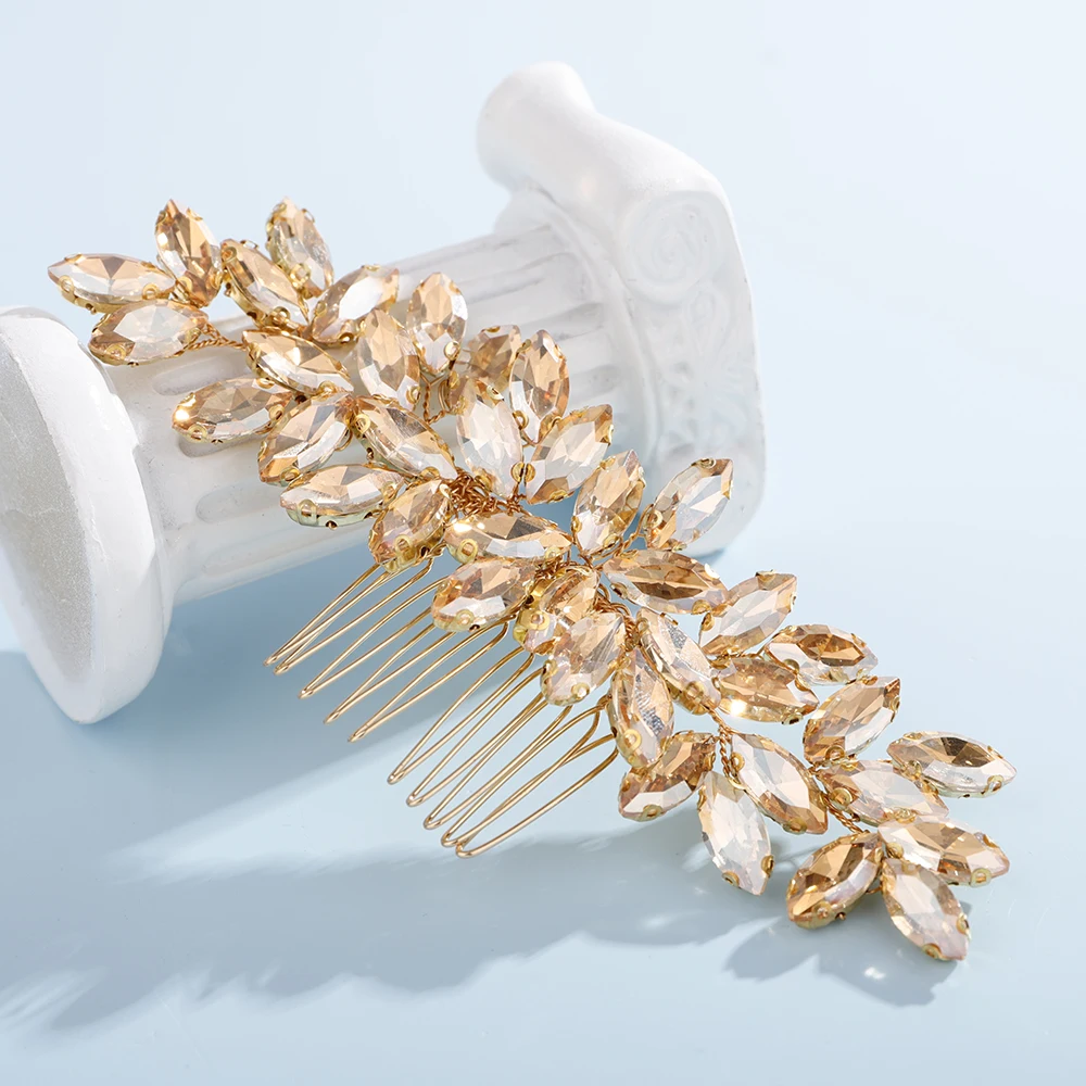 S6c2d7ef20c2f4ffaae55bc69079a1c32q Fashion Rhinestone Hair Comb for Bridal Headpiece 9 Color Wedding Hair Accessories Women Handmade Tiara Headdress Party Headwear Mallzona