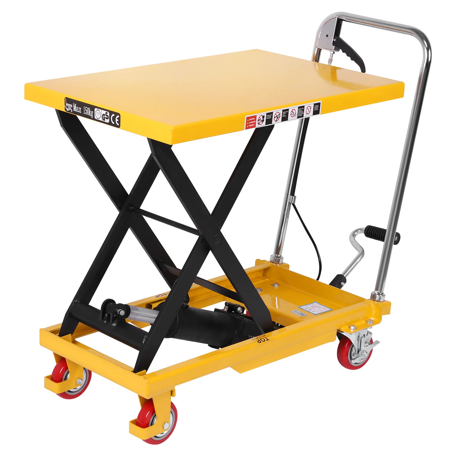 Lift Table Cart with Lifting Table Hydraulic Scissor Cart Non-Slip Pad Power Lifting Electric Trolley for Material Handling