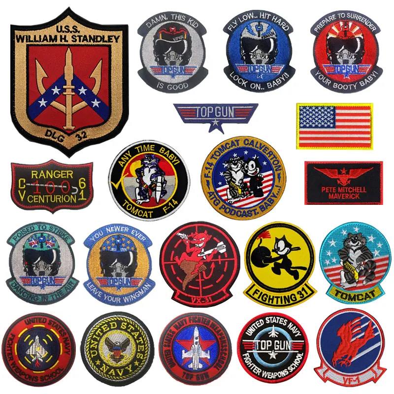 Top Gun Patches Jacket Top Gun Patches Badges Cat American Top Gun