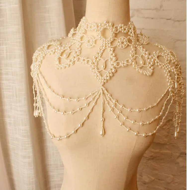 

Elegant Women Wedding Necklace Beading Cheongsam Cloud Shoulder Hanfu Accessories