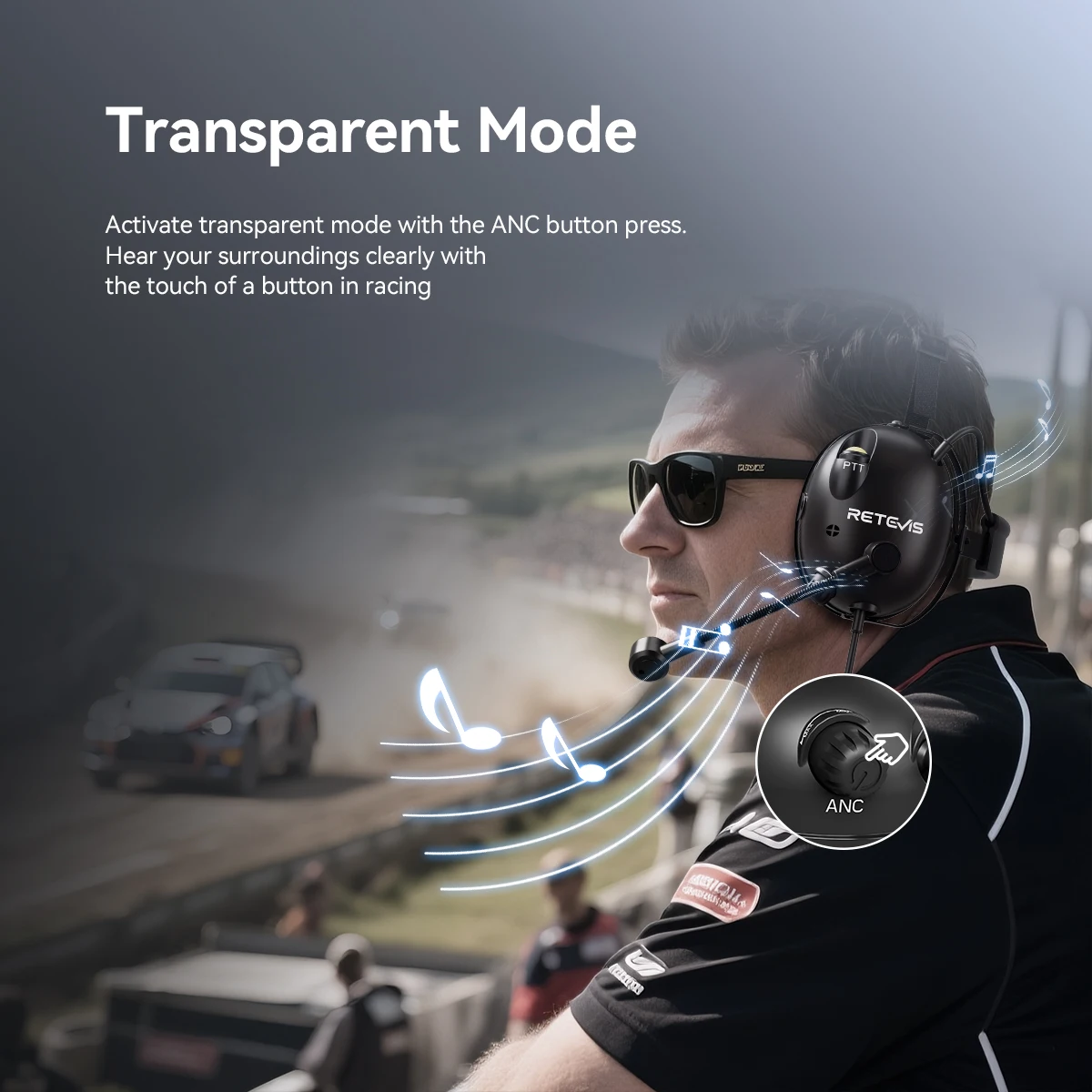 ANC Noise Canceling Walkie Talkie Headset Behind the Head