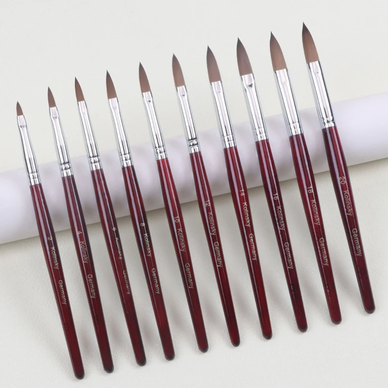 Kolinsky Acrylic Nail Art Brush Wood Handle Nail Art Mink Brush Gel Builder Nail Tools Manicure Brush Drawing Tools Size 4-14 2