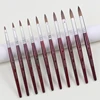 Kolinsky Acrylic Nail Art Brush Wood Handle Nail Art Mink Brush Gel Builder Nail Tools Manicure Brush Drawing Tools Size 4-14 2
