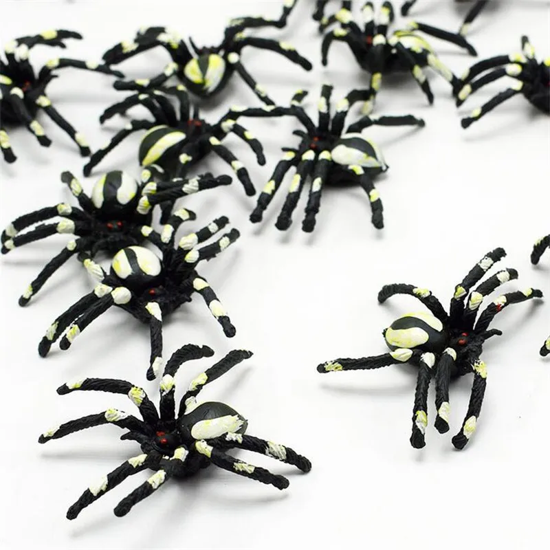 10pcs/Lot Spider Toy Party House Prop Decor Spider Trick Toy Party Super realistic spider Halloween Decoration Dress Up