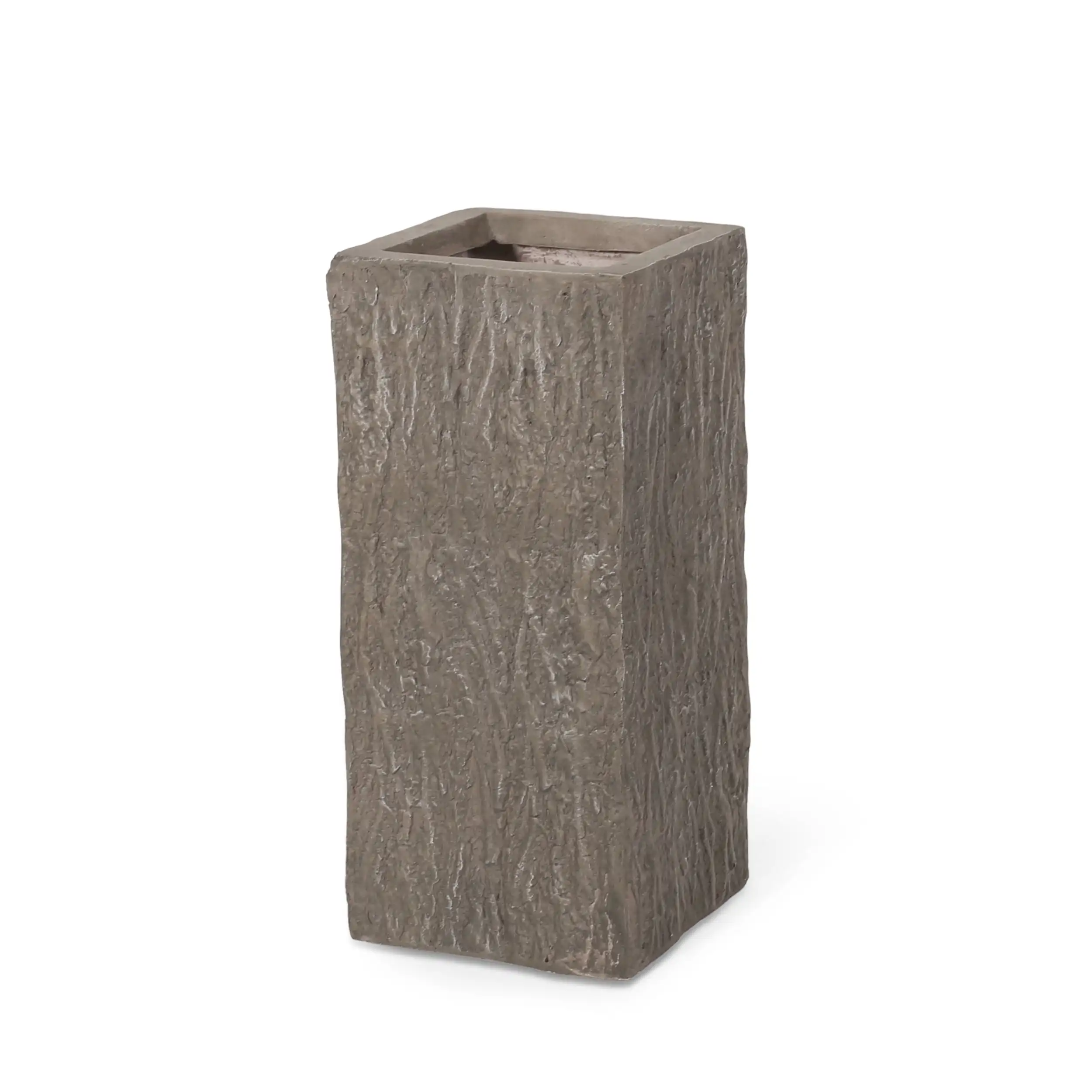 

Noble House High Load-bearing Strong Stable and Durable 9" X 9" X 20" Square Brown Concrete Plant Planter