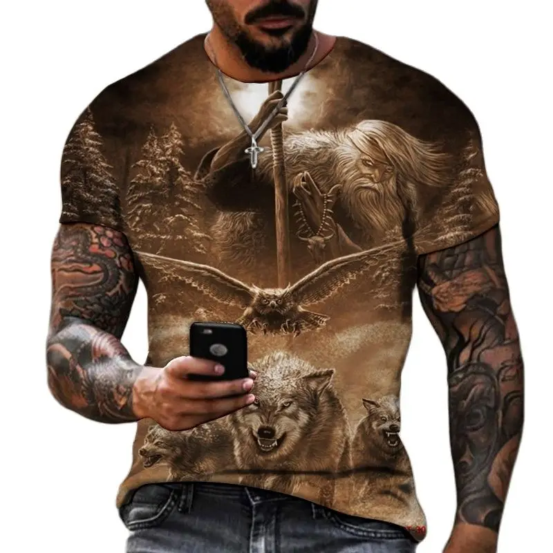 

Lion Fighting Animal Beast Fierce Lion Wolf 3D T Shirt New Summer Men's Oversized Short Sleeve Black and White Design Tops& Tees