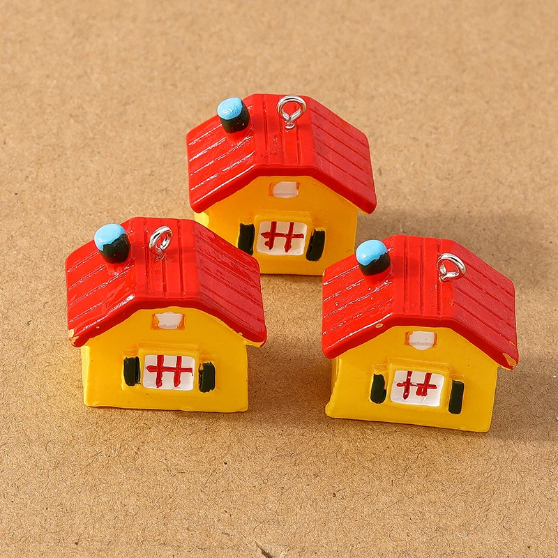5 stücke 25*25mm niedlichen Harz Mini 3d Haus Charms Anhänger für Ohrringe Halskette DIY Schmuck Herstellung Armband Zubehör – Detail 7