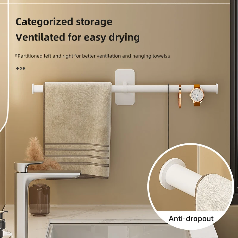 Towel Holder Bathroom Towel Rack Wall Mount Self Adhesive Aluminum Hanger Organizer WB8718 towel rack towel holder