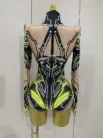 2025 Women Sexy Sparkly Stretch Bodysuit Nightclub Bar Dj Gogo Dancers Group Jumpsuit Pole Dance Clothing Cosplay Stage Costumes - Image 3