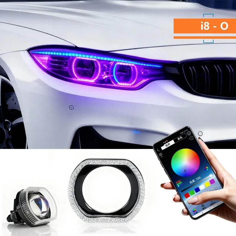 รูปสินค้า ไฟหน้า LED ขนาดใหญ่ 2.5/3 นิ้ว พร้อมวงแหวน RGB ควบคุมผ่านแอพ