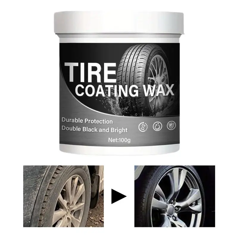 

100g Tire Cleaner Paste Tire Coating Wax Waterproof Tire Coating Brightener Wax Paste Reblack Shine Glazing Protector For Car
