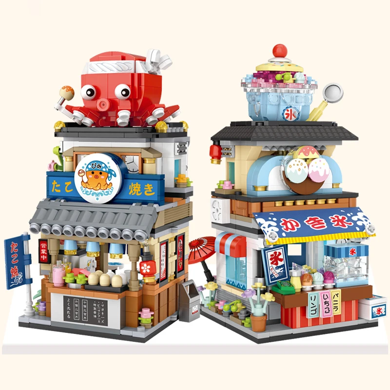 

2023 LOZ MOC розничный магазин с фигурками, куклы, реальные игрушки для мальчиков, детские подарки, креативная модель домика с морской рыбой и едой, строительный блок