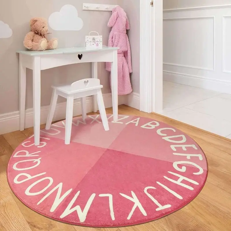 

Plush Nursery Play Mat For Children Alphabet Fluffy Carpet For Living Room Soft Foot Mats Round Bedroom Rugs For Kids Room