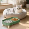 Cat Bowl Stainless Steel Double Bowl Anti Knock Pet Bowl Water and Food Integrated Cat and Dog Bowl Protects Cervical Spine 5