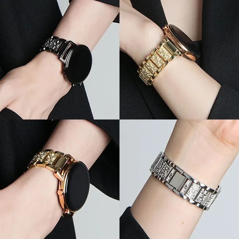 Diamond Metal Link Bracelet Strap for Smartwatches - Elegant Wristband Accessory