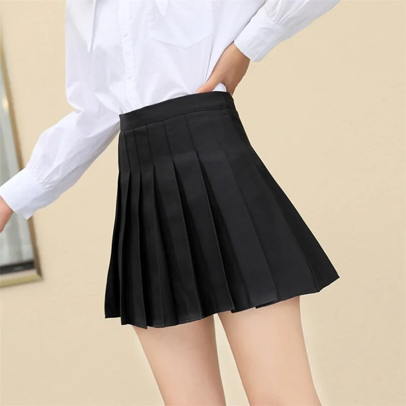

Girls JK Pleated Short Skirt Summer Women Black A-line Mini Skirt Uniform 2021 High-waisted Pleated Skirt Loose Casual Shorts