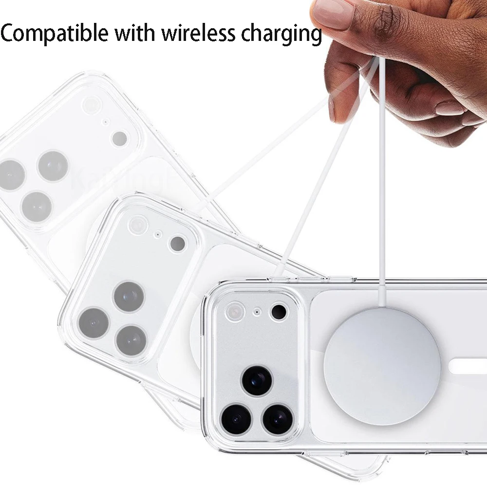 Magnetic Clear Phone Case with Anti-Yellowing and Wireless Charging Compatibility