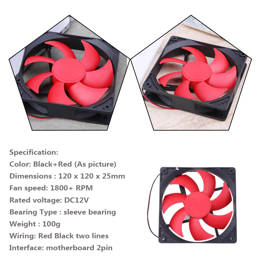 120x120x25mm 냉각 팬, DC 12V 12cm 120mm 쿨러 팬, 2 핀 컴퓨터 케이스 팬, 노트북 GPU DC 냉각 팬, 볼/슬리브 전원 공급 장치