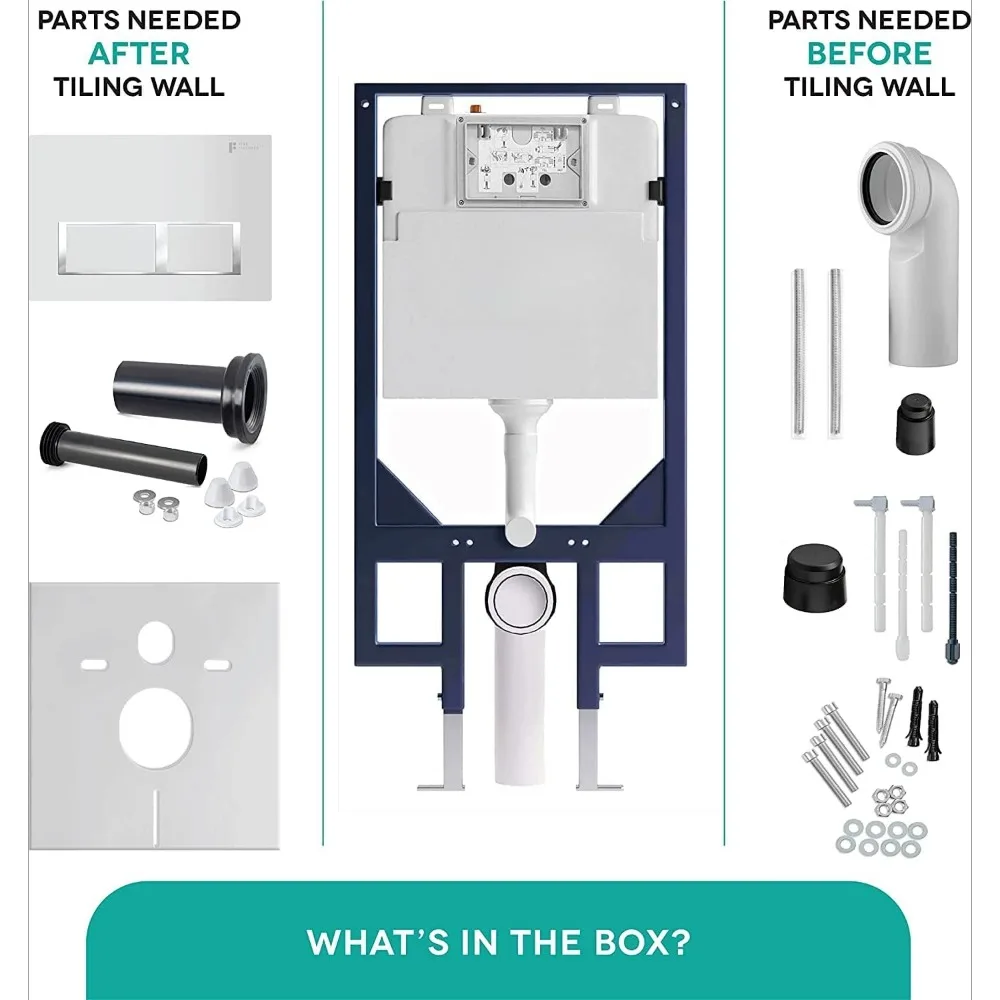 In-Wall Toilet Combo Set – Wall-Hung Toilet Bowl with Soft-Close Seat,Durable Tank and Carrier System, Stylish Push Buttons 5