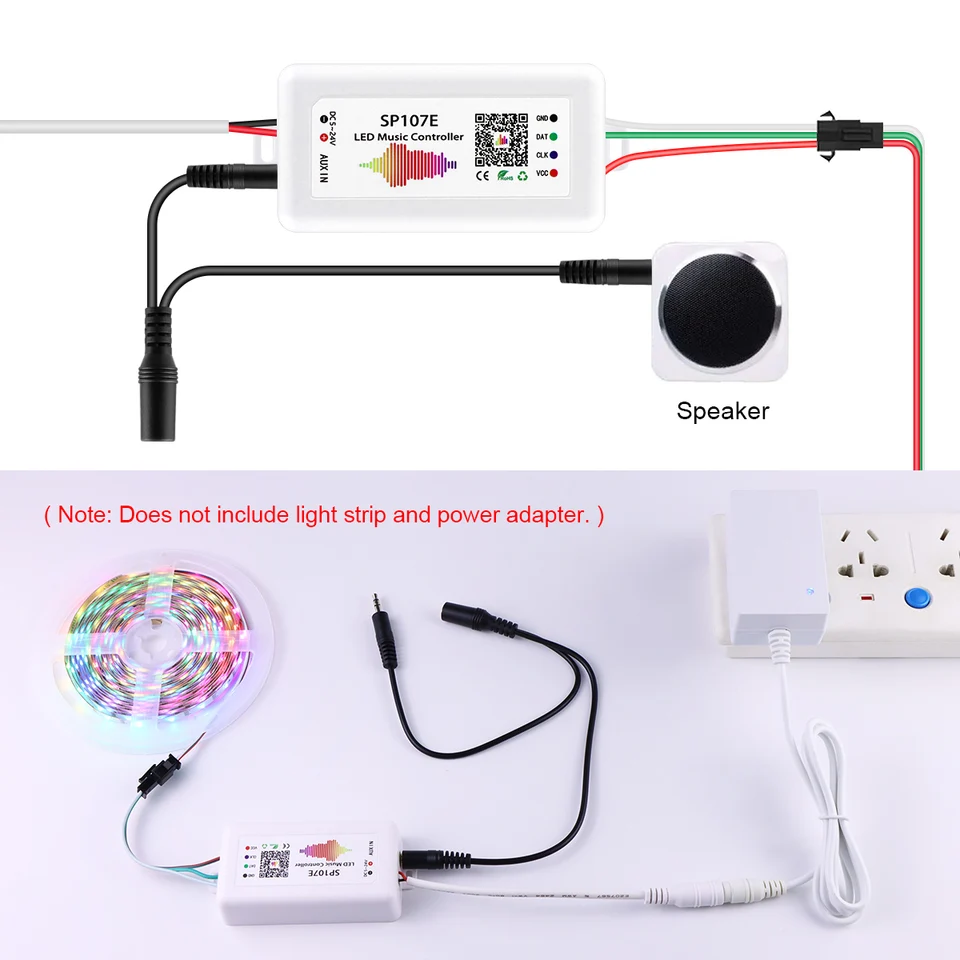 BTF-LIGHTING WS2812B WS2811 SP107E Muziek Bluetooth Full Color Controller iOS / Andriod App Controle Ondersteuning WS2813 SK9822 SK6812RGB SK6812 RGBW Geschikt voor LED Strip of LED Matrix Panel