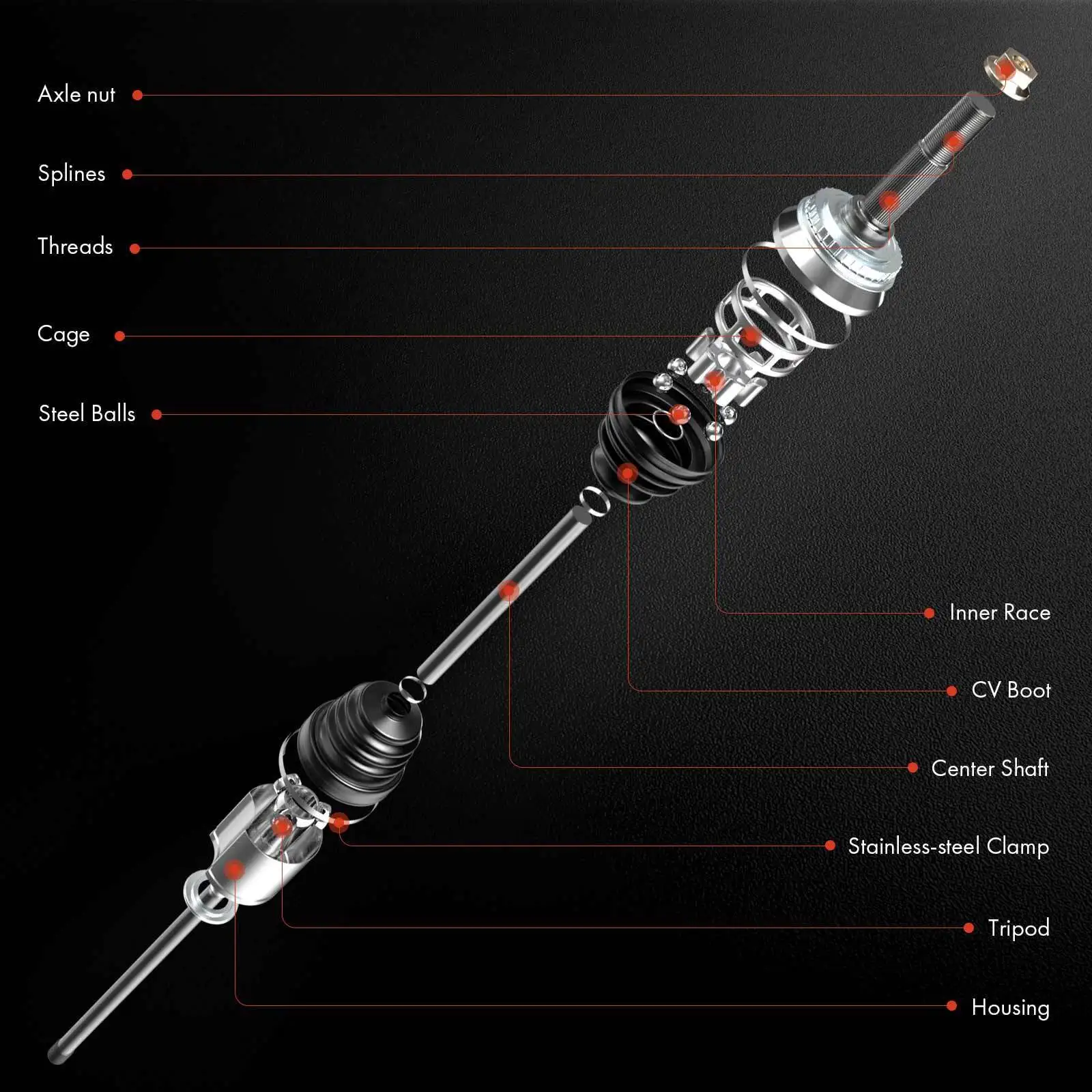 Front Passenger Right CV Axle Assembly For Toyota RAV4 2013- L4 2.5L SUV FWD 66-5446, 434100R090, 434100R091, 434100R092