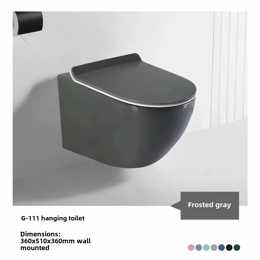Luxury Bathroom Ceramic One Piece Washdown Flush Matte Black Wall Hung Toilet