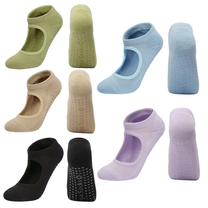 Толстые хлопковые носки для йоги с открытой спиной