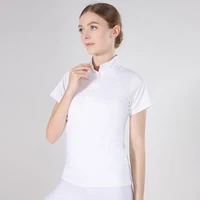MXLLINA Quick Dry Horse Riding Shirt Women Short Sleeve Tops Breathable Equestrian Clothing Noble Rider Competition Blouse 2